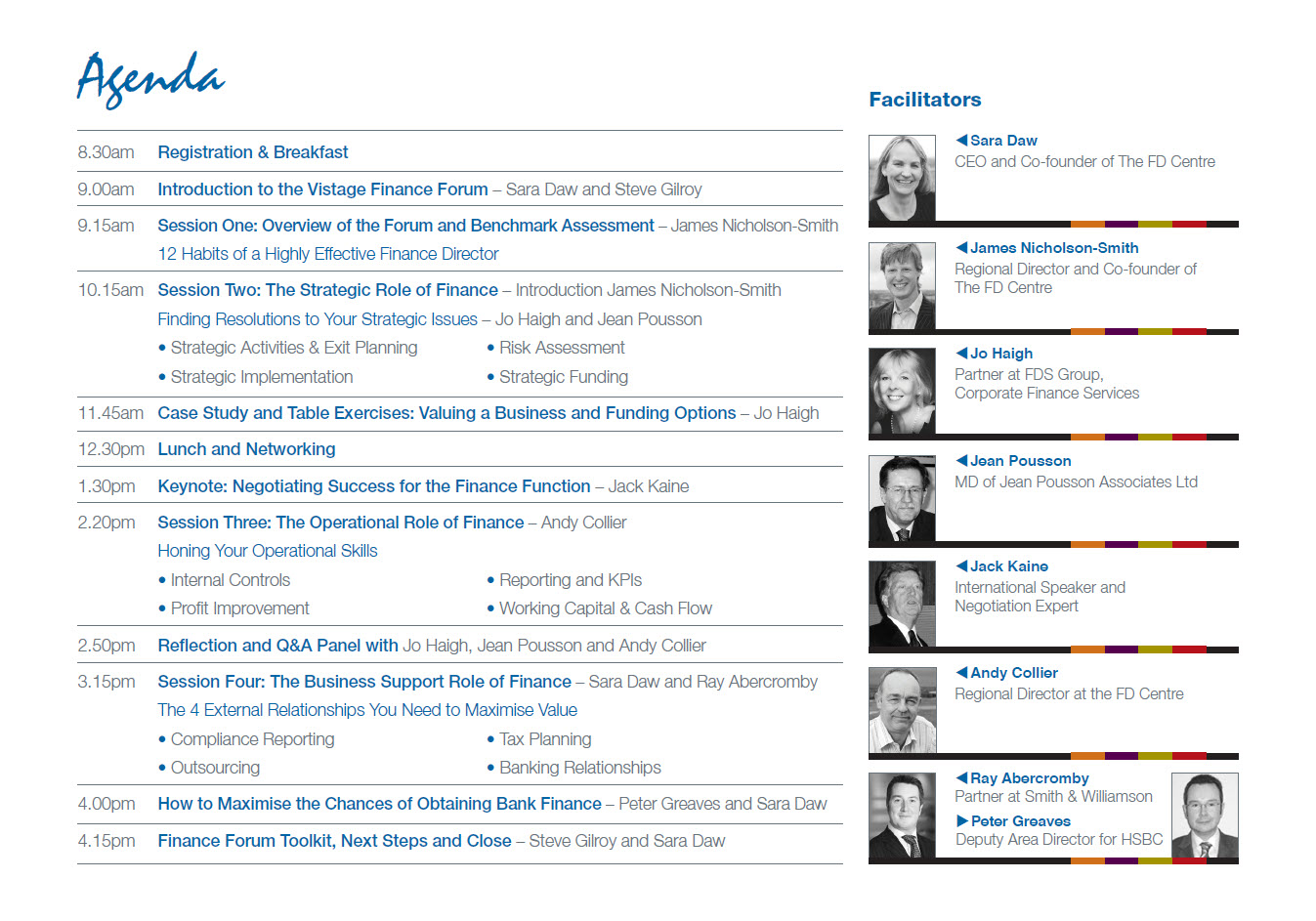 Vistage Finance Forum Agenda